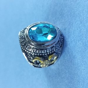 Good Vibrations Blue Topaz Heavy Metal Gothic Biker Punk Ring Hip Hop Medieval E